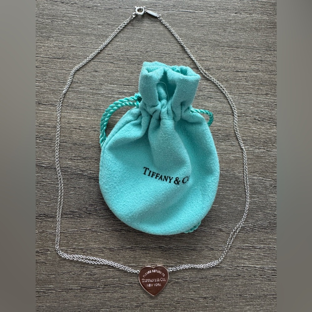 Tiffany & Co. Silver Necklace with Rose Gold Heart